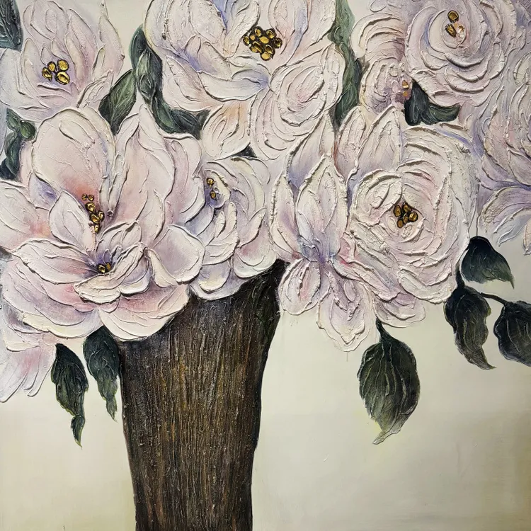 Dover 综合材料油画100*100-150*150cm《粉牡丹》纯手作 布面 LS250