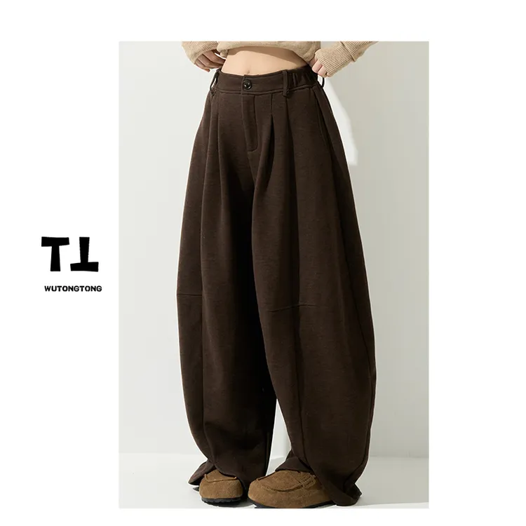 现货【战术模块】冬季加绒加厚休闲裤女宽松长裤韩版直筒裤62852