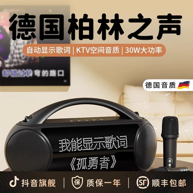 柏林之声悬浮歌词话筒音响一体装麦克风家用唱歌无线蓝牙音箱字幕