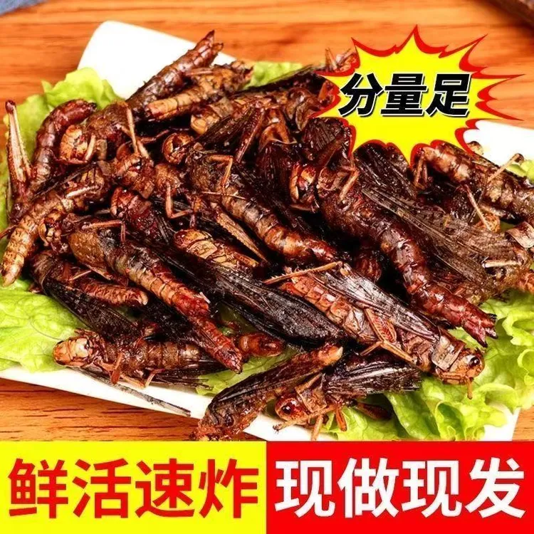 大份量新鲜油炸蚂蚱香即食零食蝗虫佤味鸡爪麻辣小吃美食蚂蚱新鲜