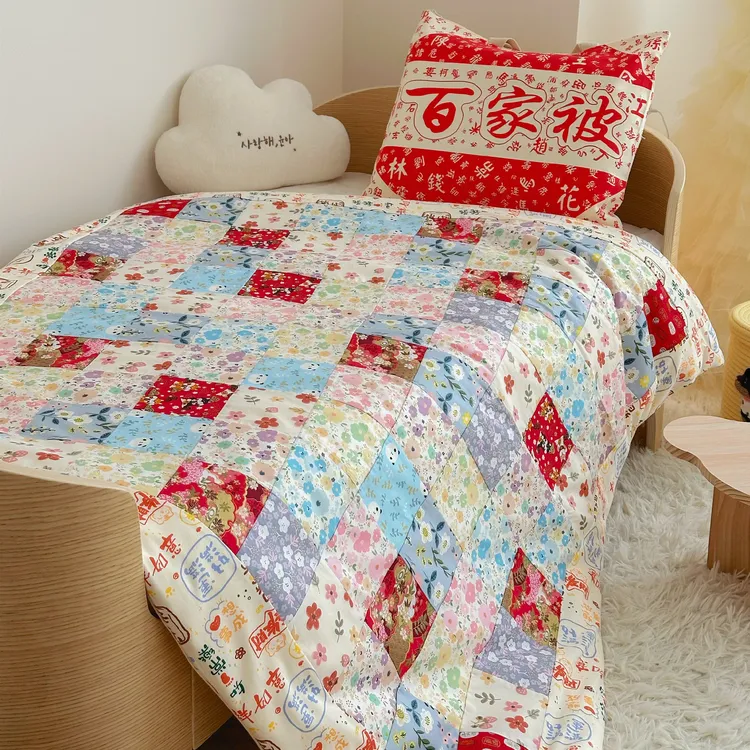 婴儿童蚕丝百家被100桑蚕丝幼儿园空调夏凉被春秋冬被A类宝宝被芯