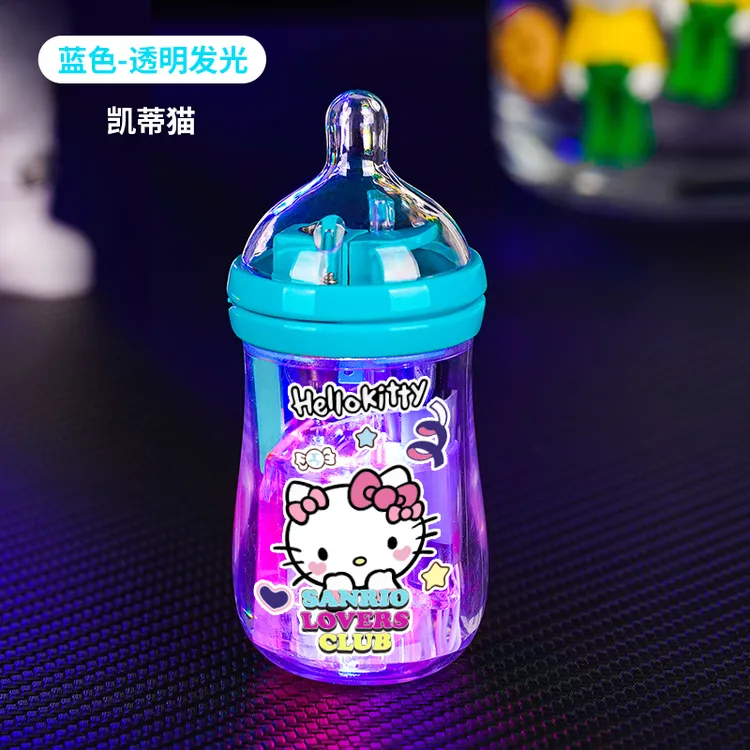创意奶瓶闪灯发光打火机个性圣诞节礼物搞怪可爱卡通kt猫粉色火焰