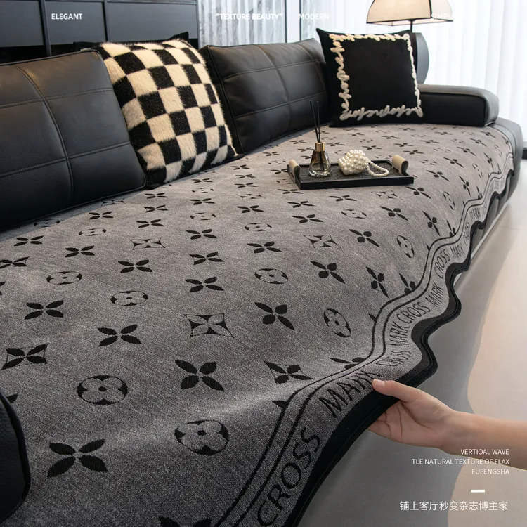 2025新款劳伦斯沙发垫四季通用轻奢高级感直排皮沙发坐垫防滑盖布