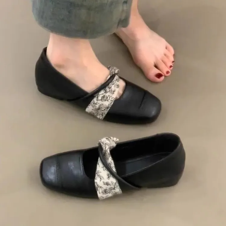 【澳门专柜正品】羊皮版~复古方头内增高国风新中式玛丽珍鞋女一字