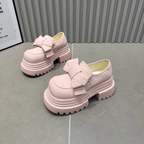 2025新款厚底时尚休闲乐福鞋百搭舒适底厚7公分增高洋气