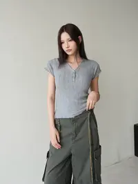 LQ LIMCIAO天丝多扣V领显瘦上衣 0777（福福）