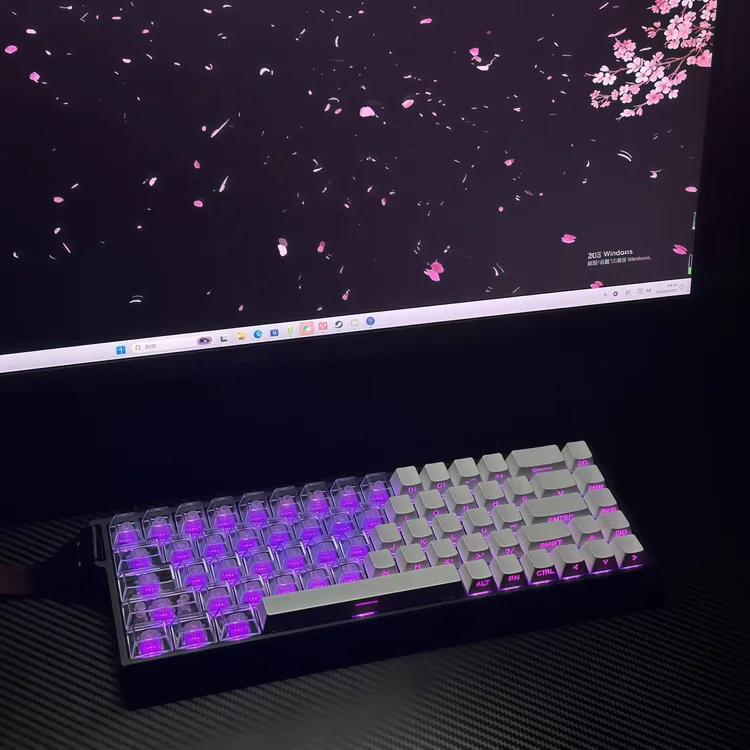 《澜轴》高颜值透光侧刻双拼键帽 原厂高度透光pbt侧刻键帽