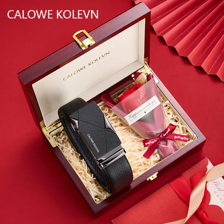 英国CALOWE KOLEVN真皮男士皮带自动扣2025新款腰带牛皮商务裤带
