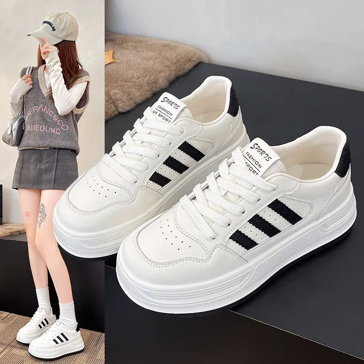 新款运动女鞋小个子白鞋增高板鞋2025春秋韩版鞋子女款爆款2025新款厚底鞋