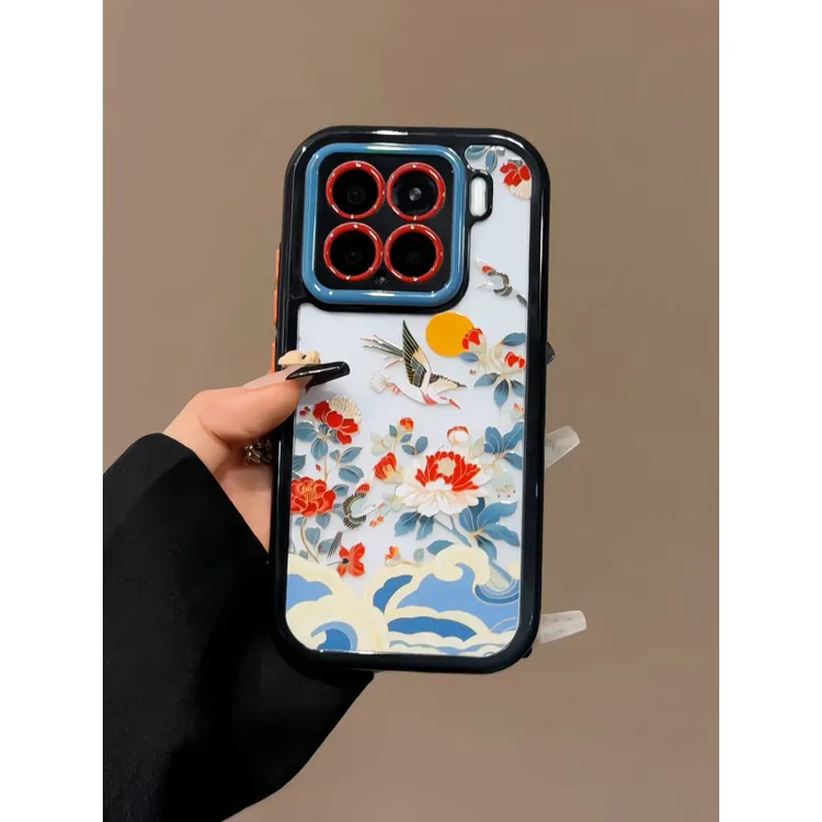 奶油油壳适用16pro手机壳iPhone15华为p花朵小鸟mate70小米15可爱