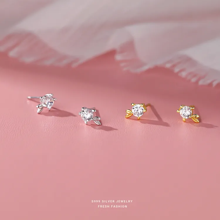 浮游映羽 足银耳饰 好运锦鲤耳钉 纯银简约小众迷你免摘气质百搭