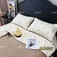 【幻蝶】高定大尺寸全棉双层纱加绒双面可用夹棉绗缝保暖床盖可机洗