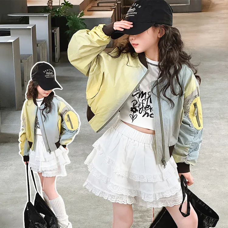 女童外套春款短款2025新款儿童洋气休闲中大童时髦韩版夹克女孩潮