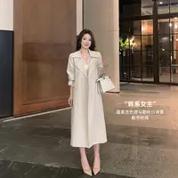 林关关【韩系女主】时髦百搭双排扣气质风衣高级感翻领中长款外套