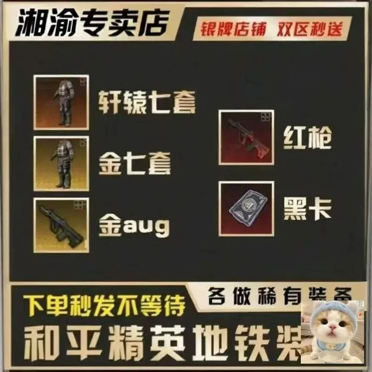 和平精英地铁装备逃生七级套金AUG小金人轩辕套黑卡【下单秒发货】