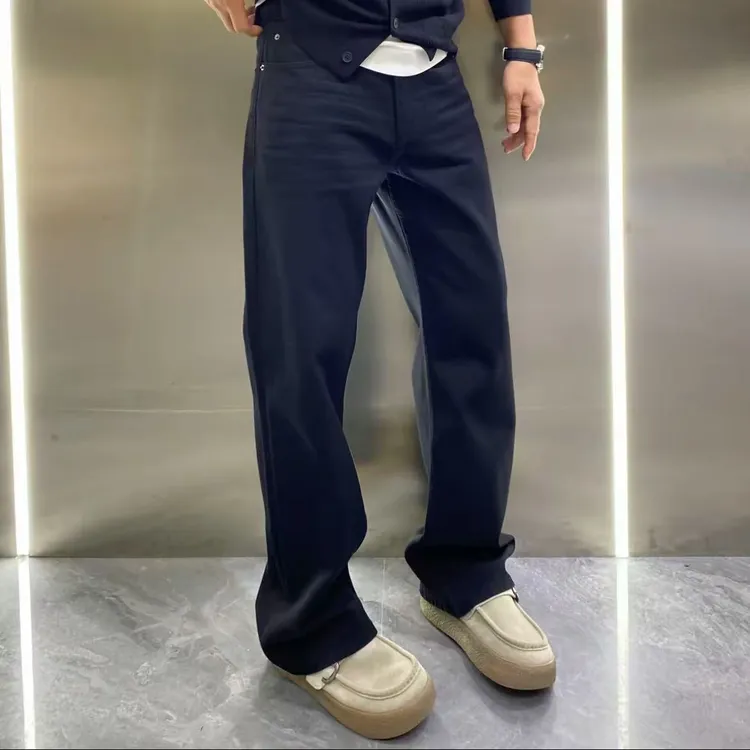 【高定轻奢】褶皱松弛感水洗纯色简约款中直筒百搭男士款牛仔裤长裤