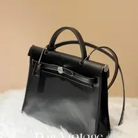 大吉中古/HERMES爱马仕黑银herbag31斜挎包