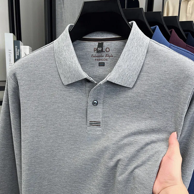 【新疆棉长袖】男士POLO衫秋冬季保暖棉长袖商务休闲纯色宽松上衣