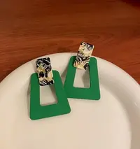 非金属亚克力耳饰 复古港味气质简约自然风个性几何耳环03062