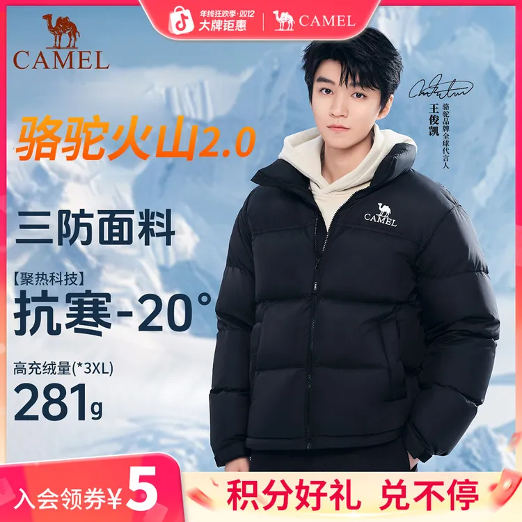 【刺绣款/骆驼火山2.0】王俊凯同款羽绒服冬户外保暖情侣加厚面包服