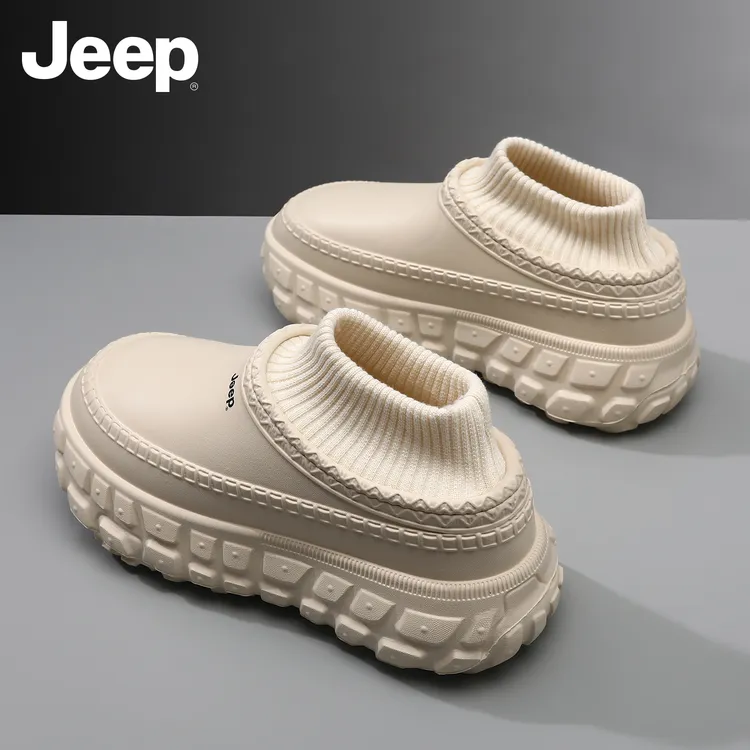 JEEP/吉普男士棉拖鞋冬季新款保暖加厚居家包头拖带后跟防滑棉鞋