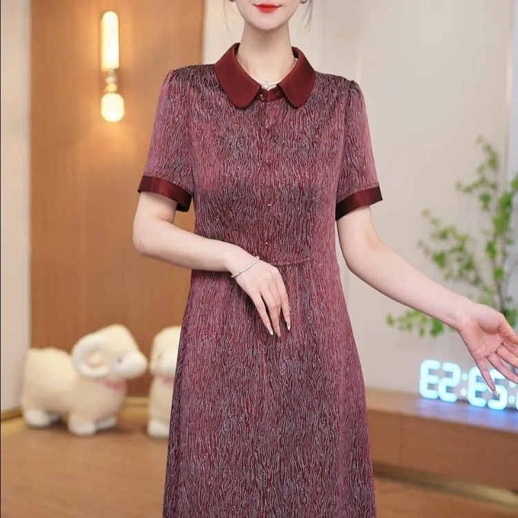 气质优雅妈妈装连衣裙2025新款女夏季十三行爆款减龄轻奢复古裙子