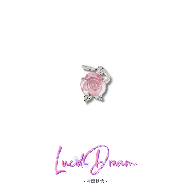 小众设计法式气质玫瑰花锆石戒指轻奢