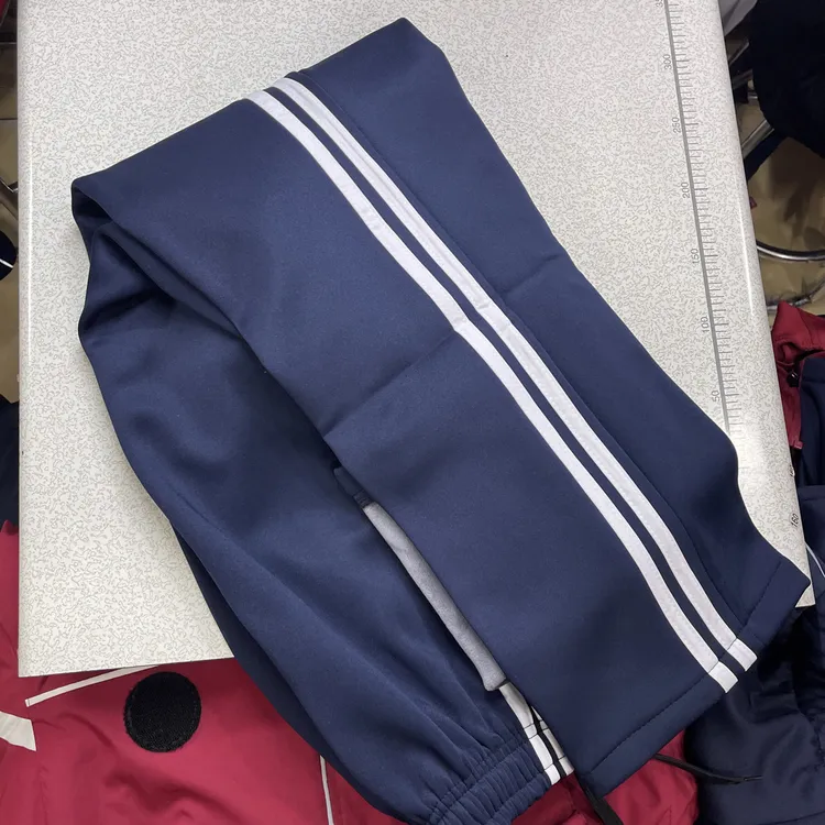 青州校服加绒保暖裤冬季学生裤藏青色双白条裤子运动裤