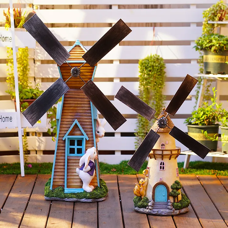 户外花园庭院风车装饰摆件露台阳台草坪造景布置创意太阳能灯花盆