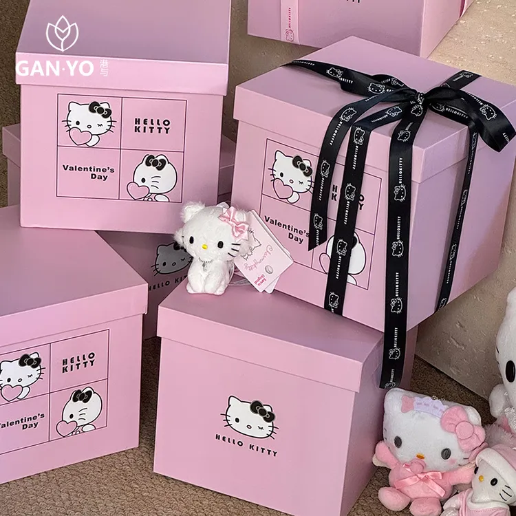 港与 原创Hellokitty花盒鲜花束插花盒收纳盒花艺花店插花diy材料