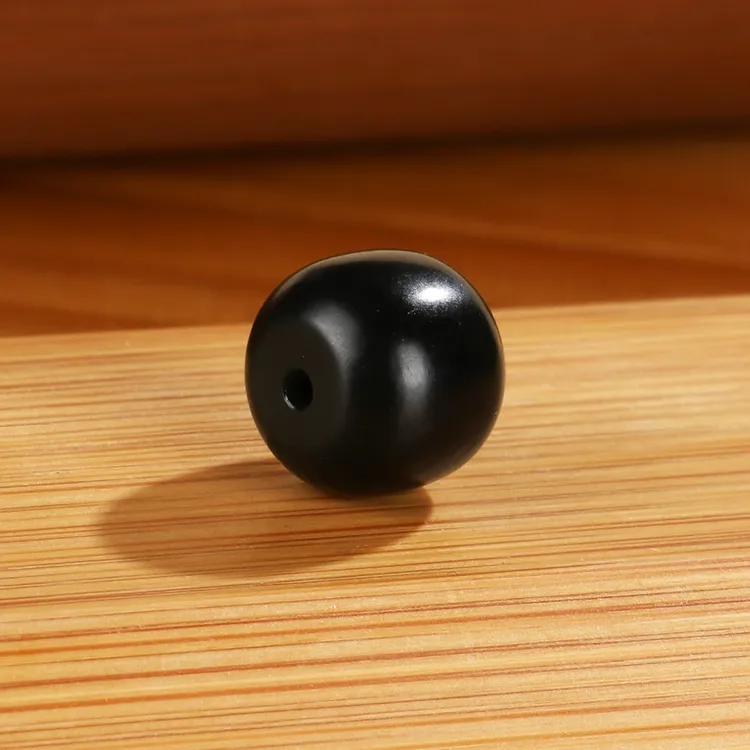 保真和田玉墨玉散珠老型珠上等墨碧桶珠黑青DIY哑光单珠配饰礼物