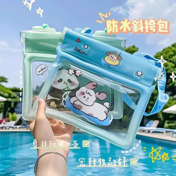 可触屏卡通手机防水袋带绳四层密封透明漂浮气囊防水挎包漂流装备