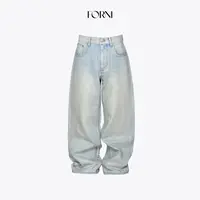 9月23日10:00新品 FORNI 解压牛仔 美式手工刷蜡做旧直筒牛仔裤