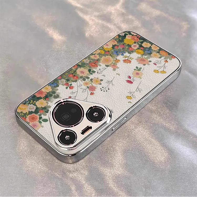满屏繁花适用华为pura80pro手机壳新款电镀p80ultra小羊皮70小众