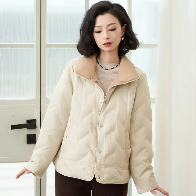西子/【麦穗羽绒】90白鹅绒麦穗刺绣绗缝时尚百搭羽绒服/YRKGJ002