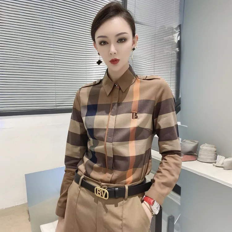 秋春季新款欧洲站长袖条纹高端衬衣女装休闲百搭修身时尚上衣衬衫