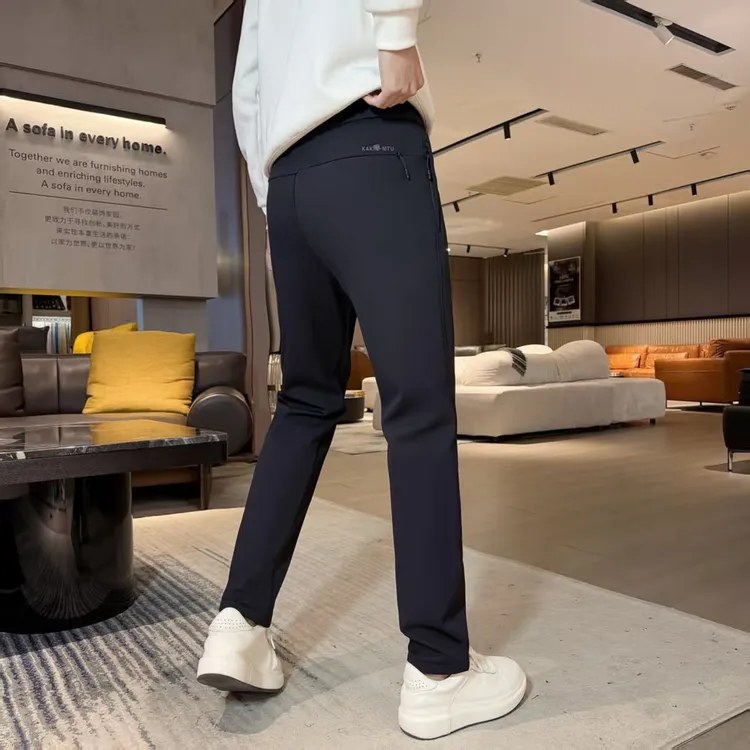 冬季加绒加厚保暖男士休闲裤修身冲锋裤百搭运动登山裤软壳直筒裤