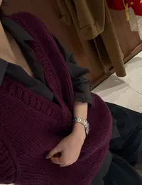 纯手工绵羊毛粗针V领无袖马甲 J25MY563
