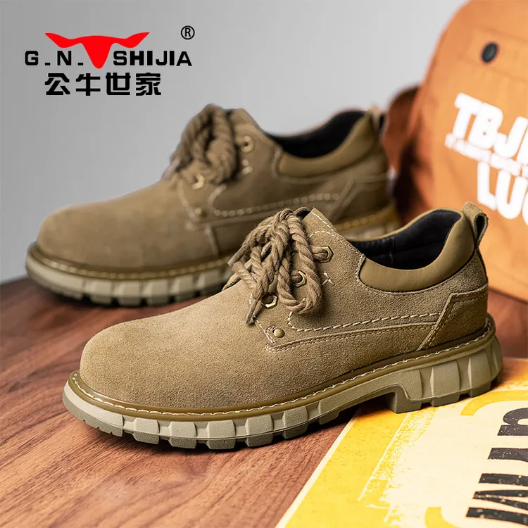公牛世家男鞋春秋季2025新款英伦低帮工装鞋休闲皮鞋男大头马丁鞋