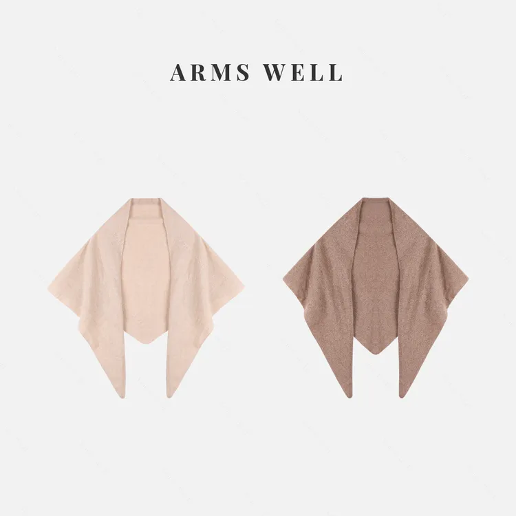 ARMS WELL王囡囡 米白/咖色山羊绒绵羊毛披肩 S377