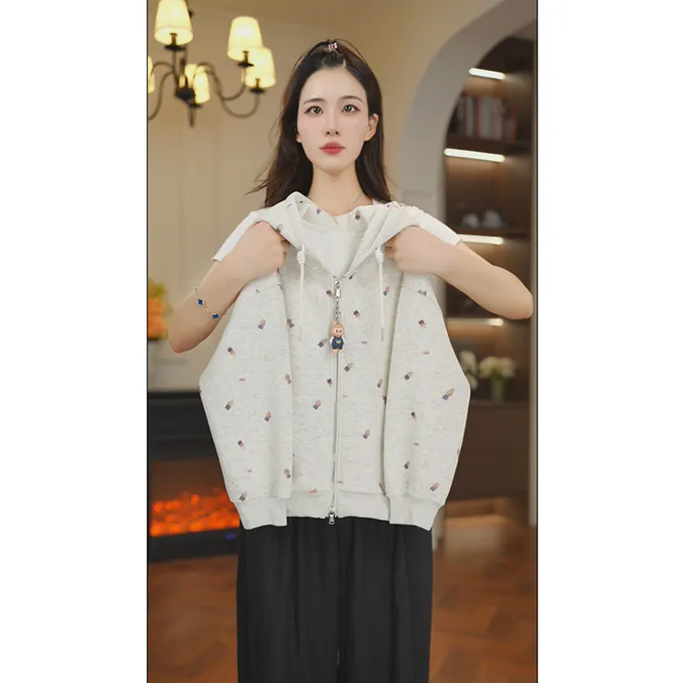 女童卫衣秋冬装2025新款儿童洋气连帽加绒加厚上衣冬季时髦潮7557