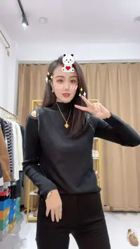 SHUSHU 秋冬季重工小心机针织打底衫