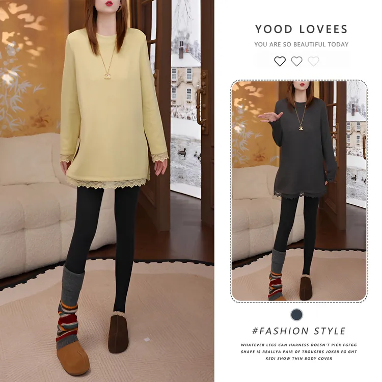 中长款时尚磨毛加厚打底衫女秋冬显瘦内搭2025年新款百搭宽松T恤