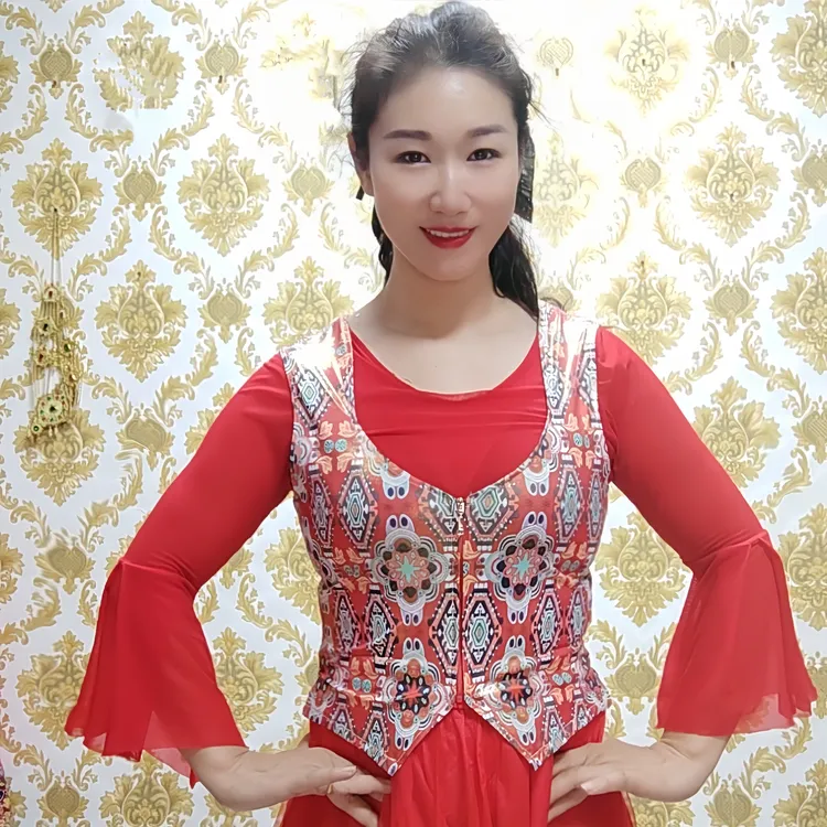 修身型短款薄款马夹民族风马甲碎花休闲时尚印花