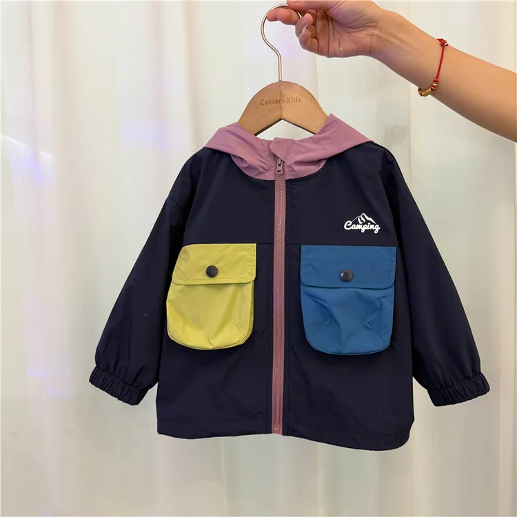 【拼色】Q25139WT拼色冲锋衣外套鱼子酱品牌女童童装