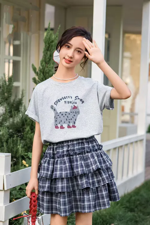 【斑点猫】女大童青少年凉感俏皮时尚T恤+裙子+发圈学生三件套13888