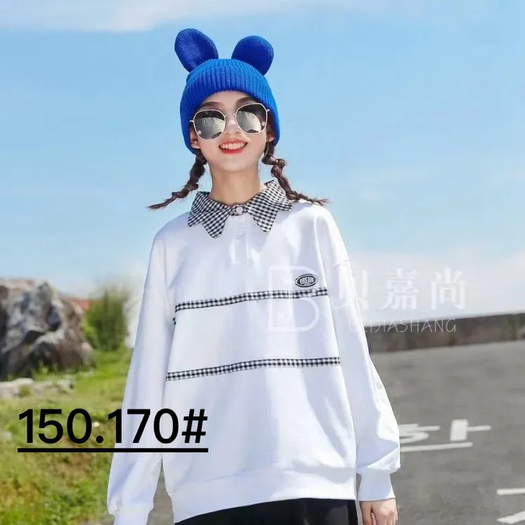 8650#大童秋款Polo领卫衣女孩女童时尚百搭洋气品质好货