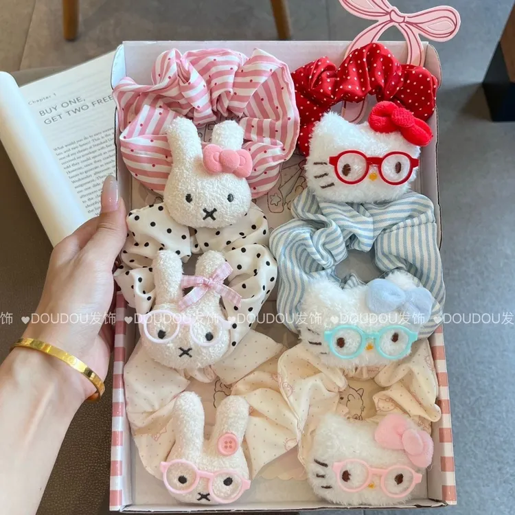 可爱甜美米菲兔kitty猫发圈大肠少女心扎马尾头绳丸子2025皮筋