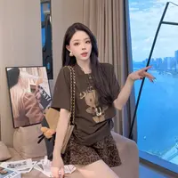 【晓溪服饰】极简风通勤常规圆领短袖INS风休闲显瘦卡通T恤6563