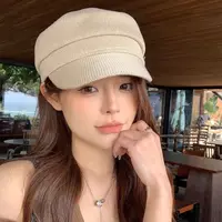 编织风八角帽子网红报童帽薄款复古八角帽子女